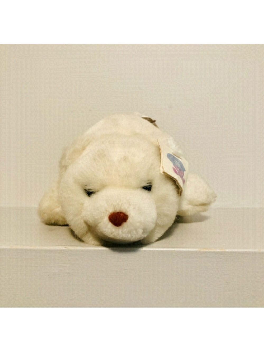 VINTAGE 1980 Gund SNUFF White Polar Bear Ultra Plush Stuffed Toy Animal 7” Lovey